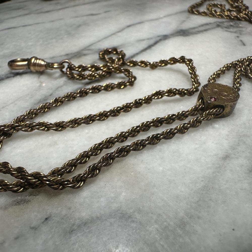 Antique Victorian Gold Filled Pocket Watch Slide Chain Gem